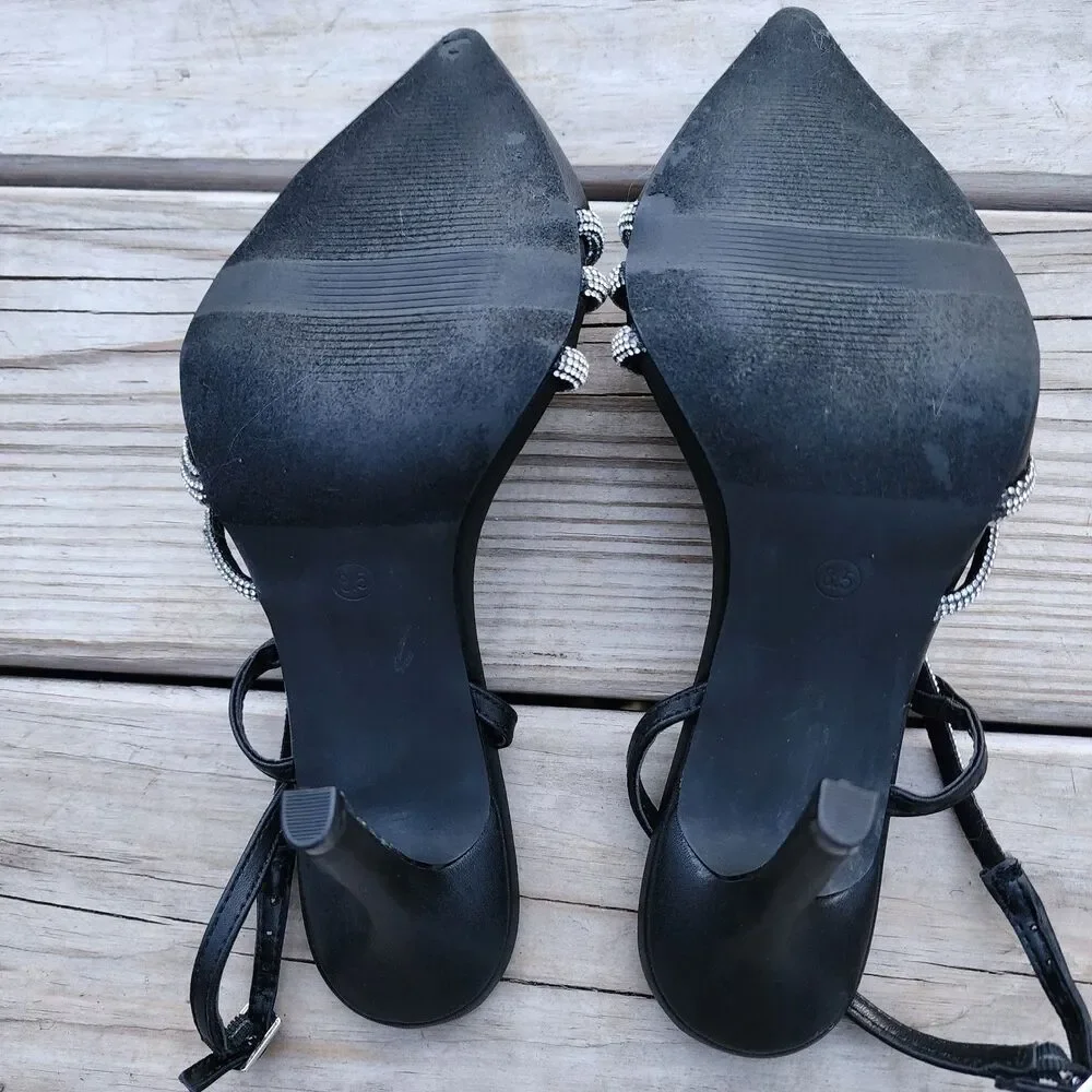 Apt 9 Tyraa Bling Pointed Women's Sz 8.5  Pumps Memory Foam Black Wedding Prom